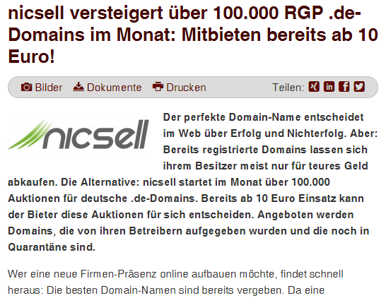 nicsell press release